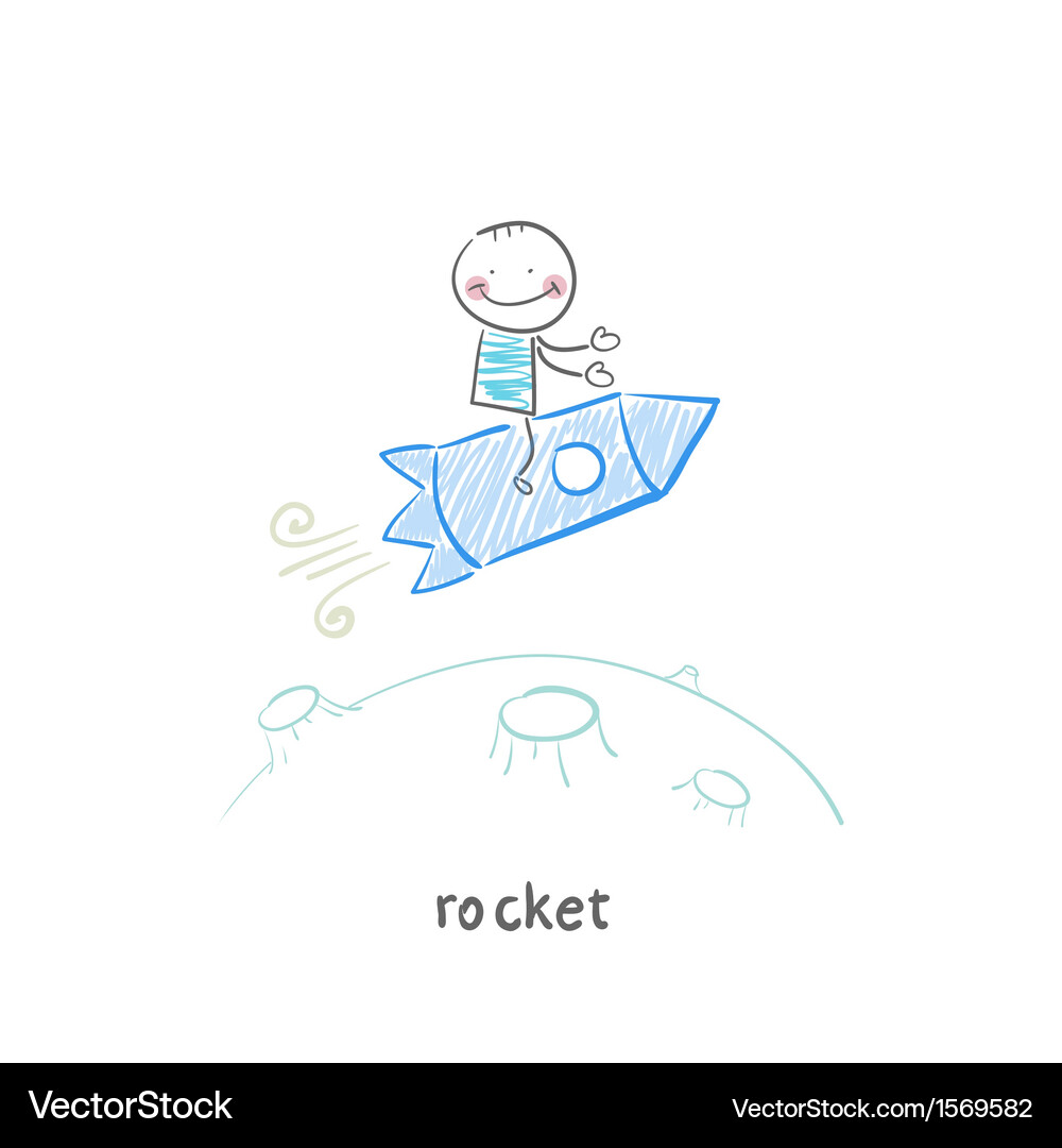 Man on a Rocket Ship Vector Image
