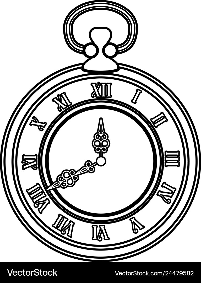 Old time clock antique – Royalty-Free Vector | VectorStock, image size:767x1080
