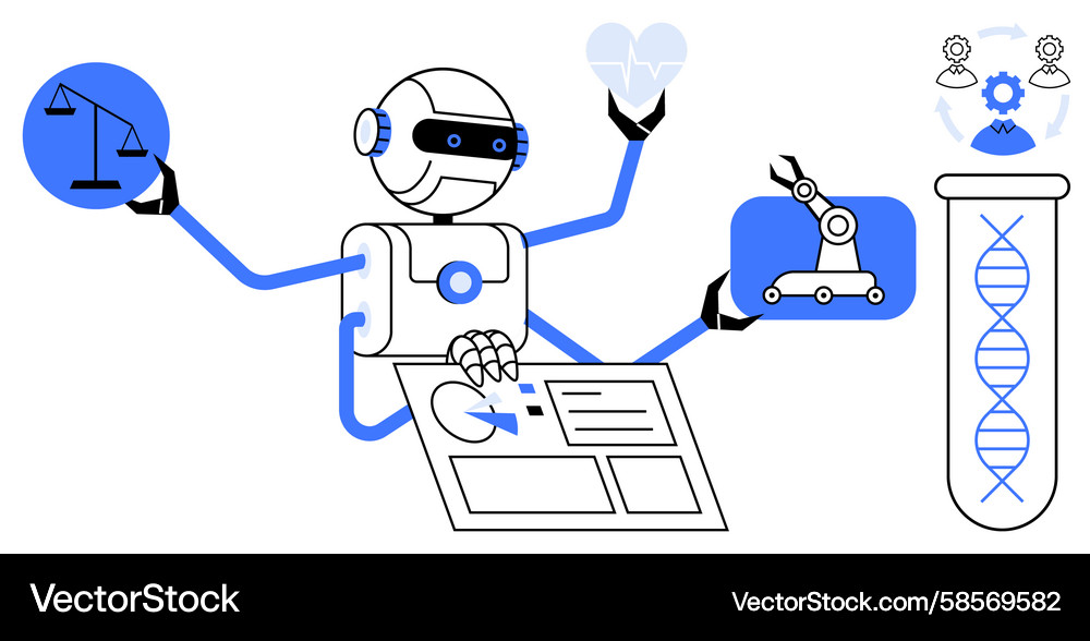 Robot Automation & Research Vector Image