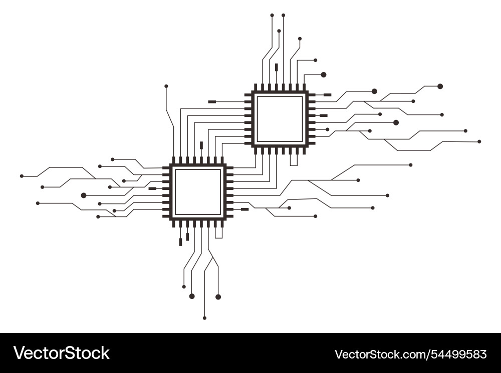 Circuit board line microchip software integrated Vector Image