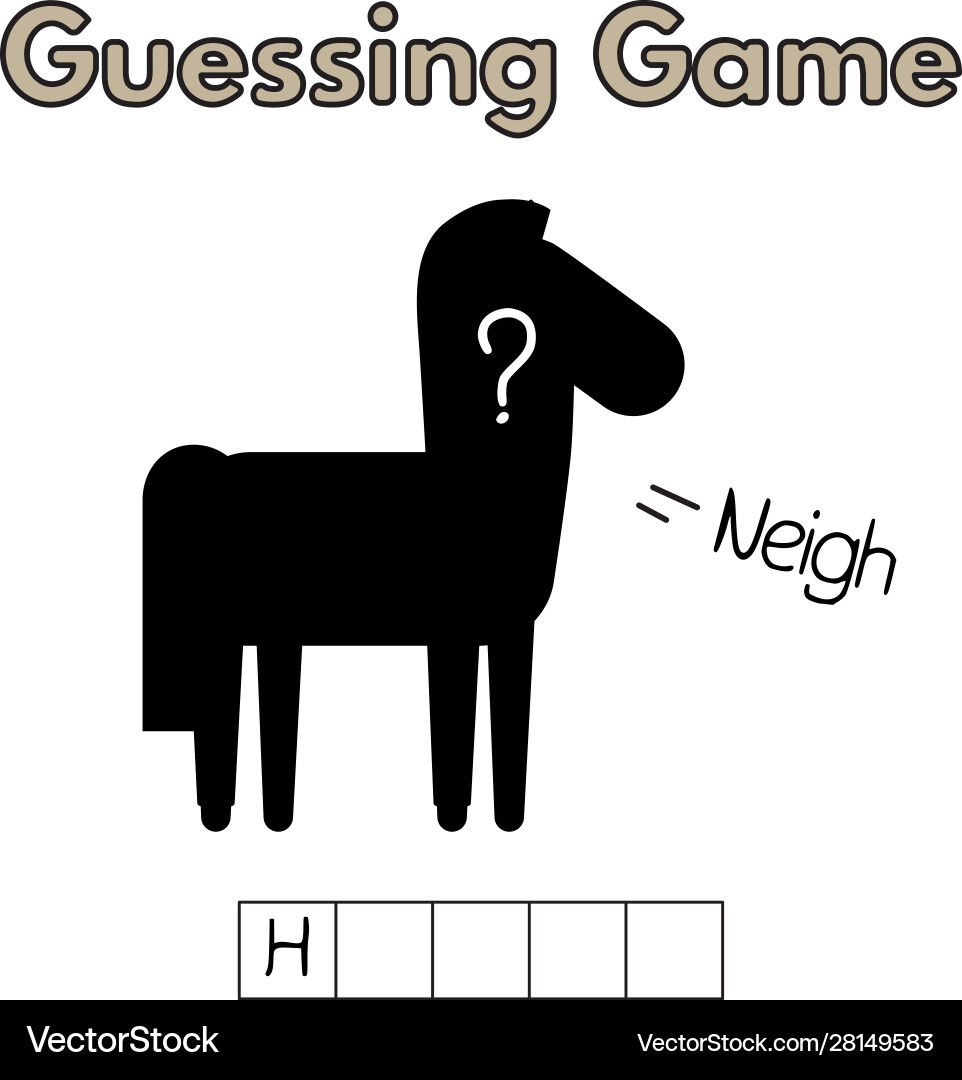 Cute Horse Guessing Game - Alphabet Learning Vector Image