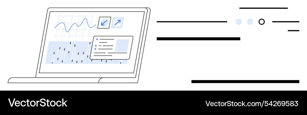 Laptop displaying data analytics with graphs Laptop displaying data analytics with graphs vector image