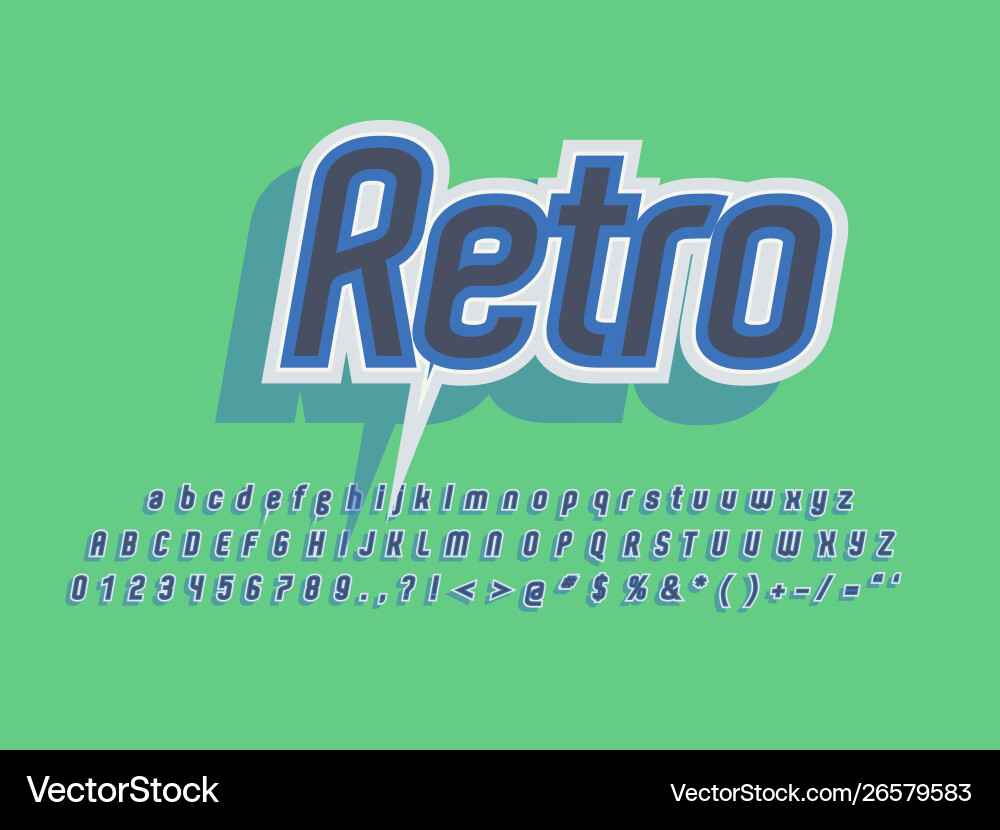 Retro font and alphabet stock Retro font and alphabet stock vector image