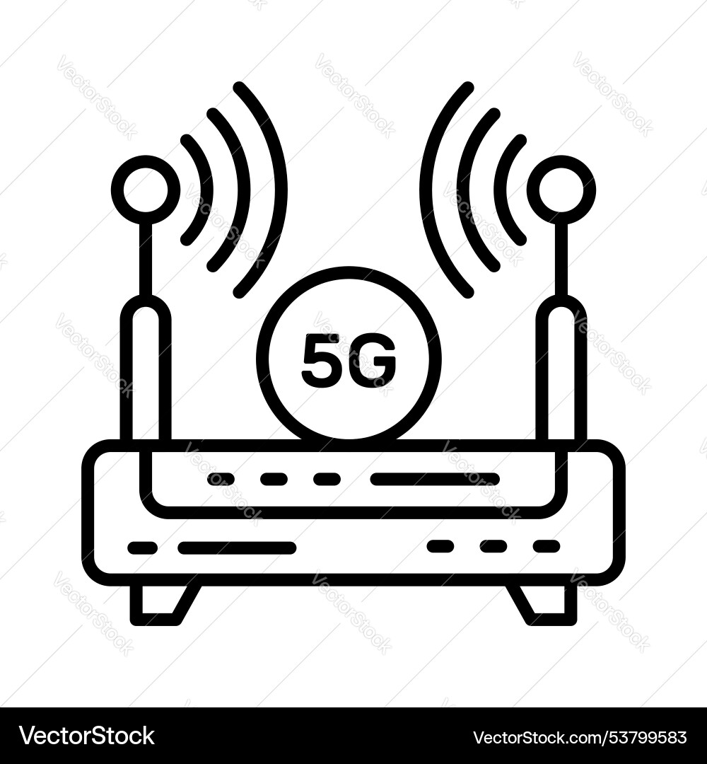 Wifi router with 5g internet signals denoting vector image