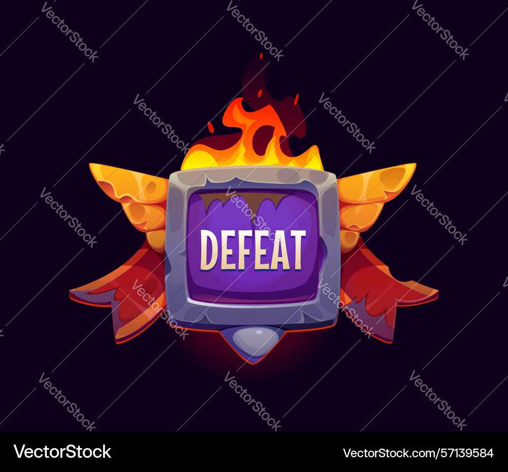 Defeat game frame icon ui asset videogame screen Defeat game frame icon ui asset videogame screen vector image