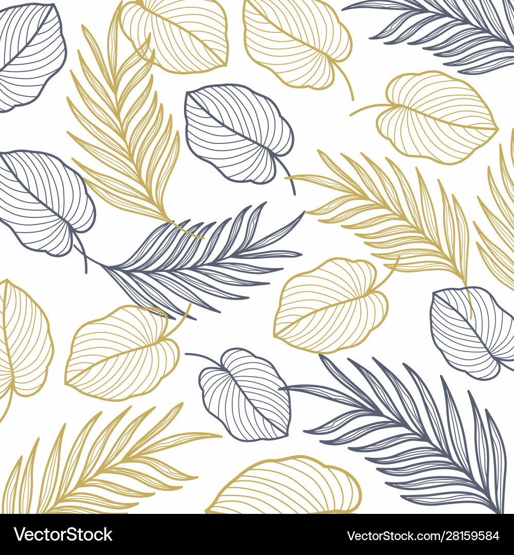 Golden Palm Leaves Pattern Vector Image