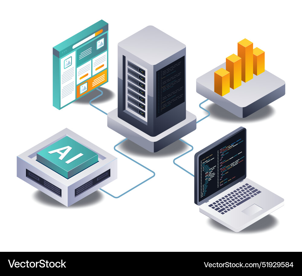 Network of server technology for business web Network of server technology for business web vector image