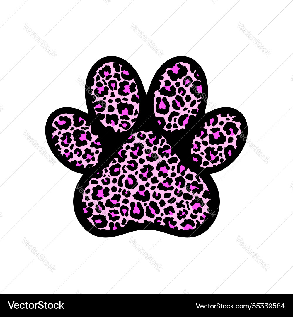 Paw print filled with leopard pattern vector image