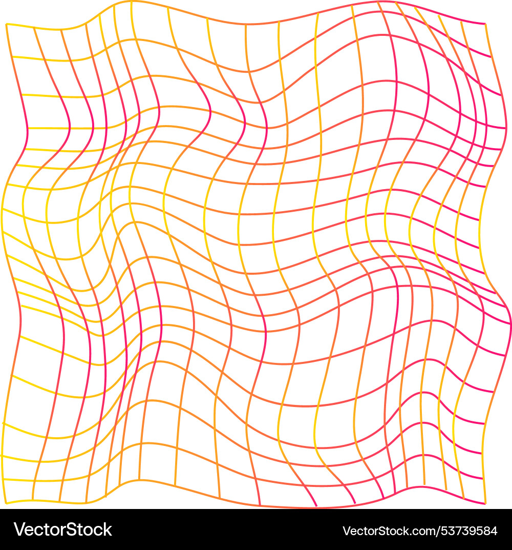 Warped grid waved pattern geometric color mesh vector image