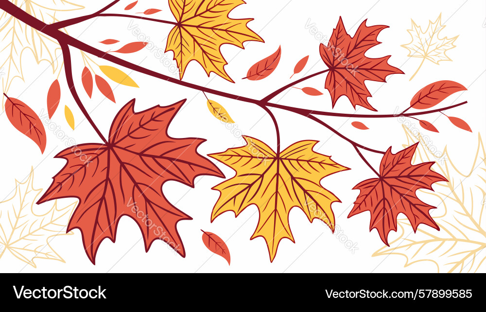 Autumn maple leaves on branch design generative ai Vector Image