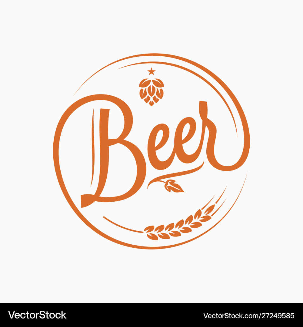 Beer Logo: Hops & Wheat Vector Image