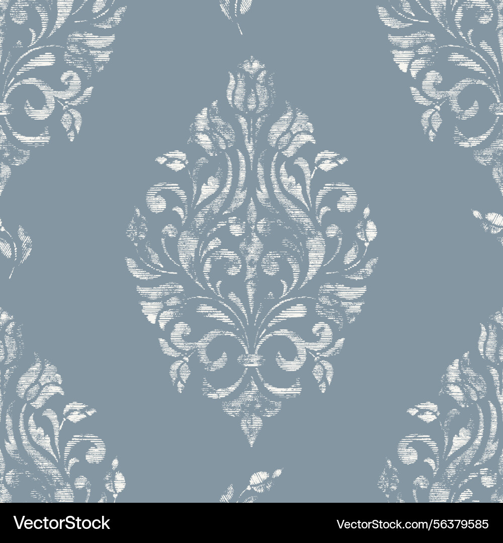 Damask seamless pattern element with brush strokes vector image