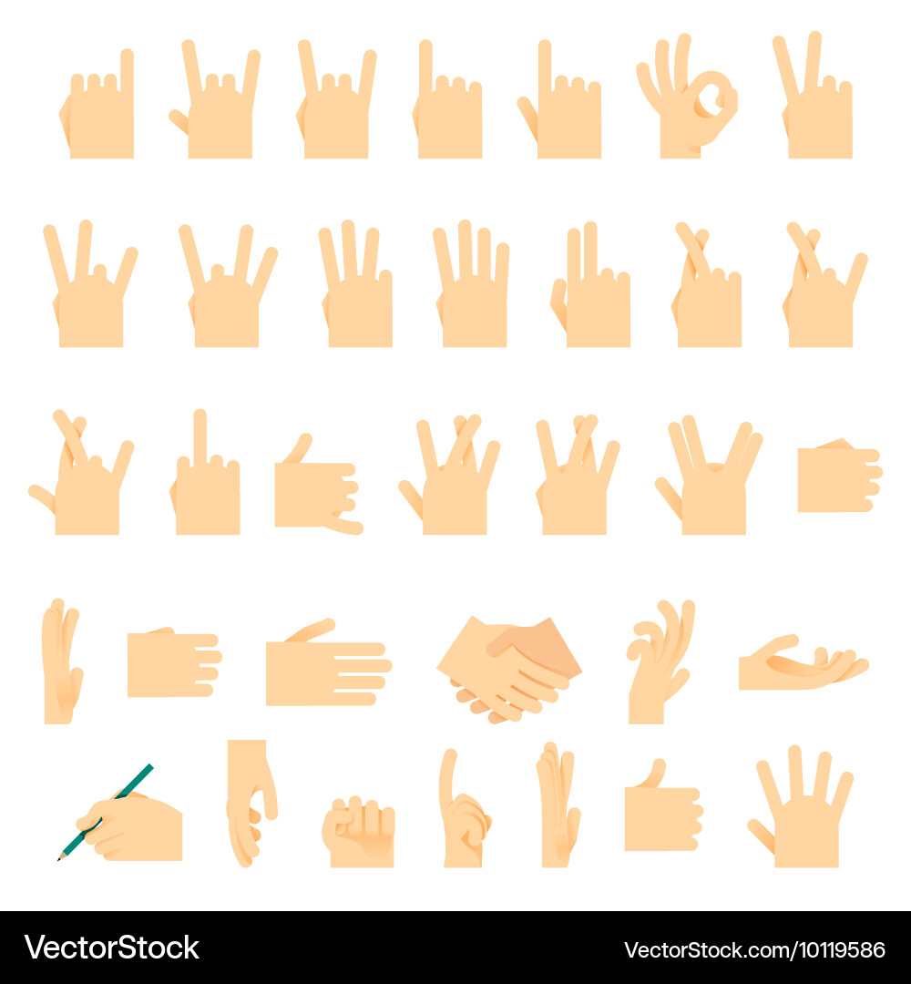 Icons and symbols hands wrist gestures signals vector image