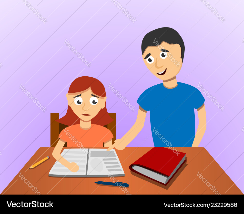 Man help son homework concept background cartoon – Royalty-Free Vector |  VectorStock, image size:1000x880