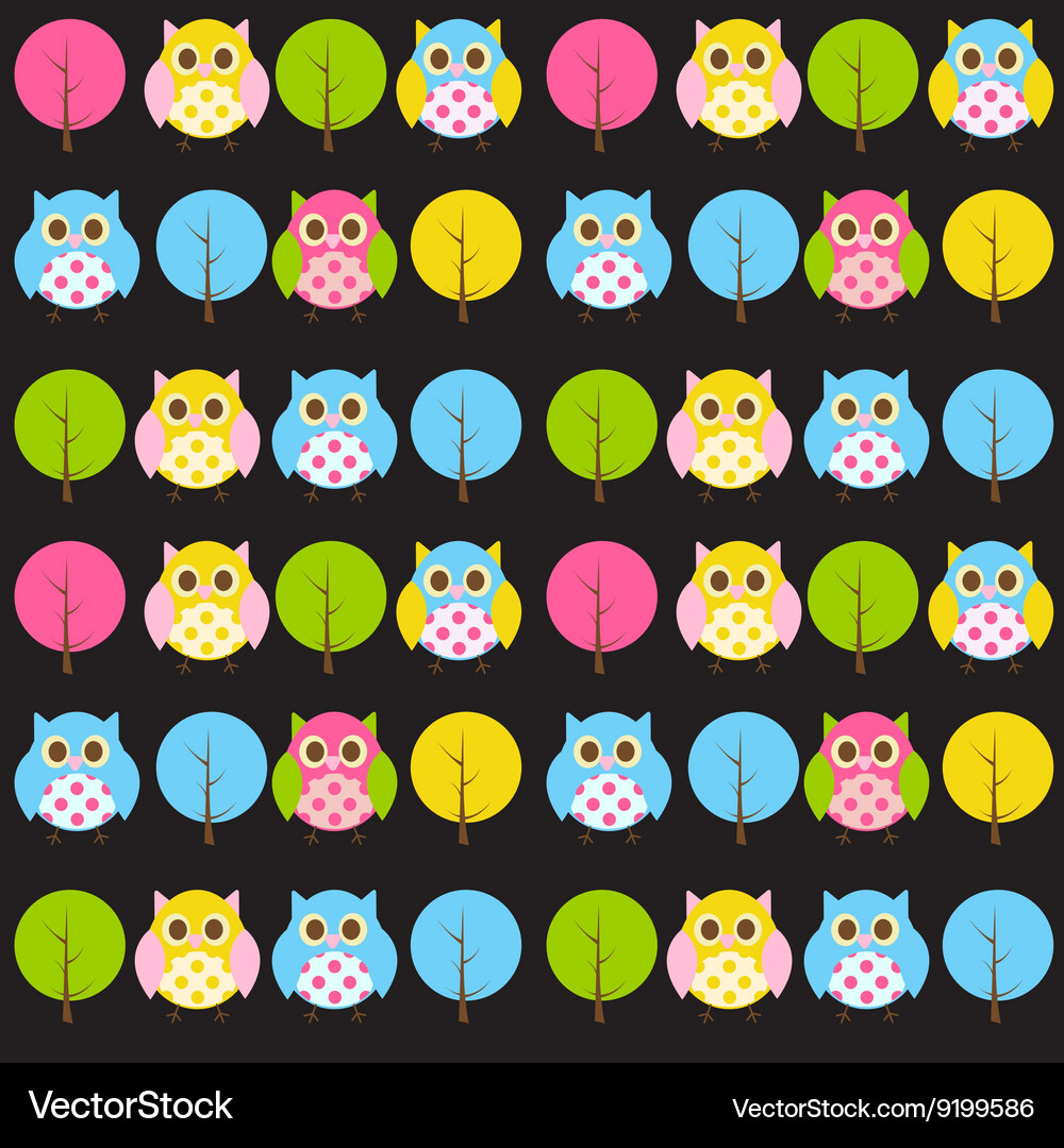Ow and treel pattern background Vector Image