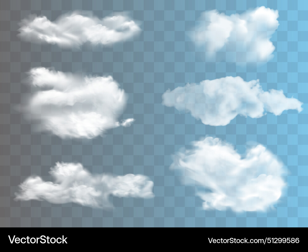Set of transparent different clouds Set of transparent different clouds Vector Image