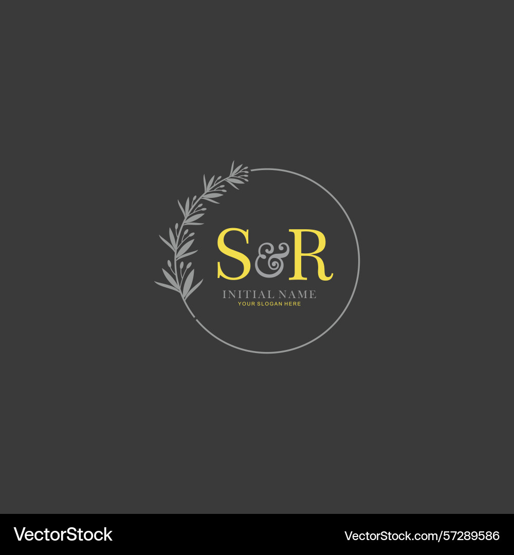 Sr initial logo templates with botanical elements Vector Image