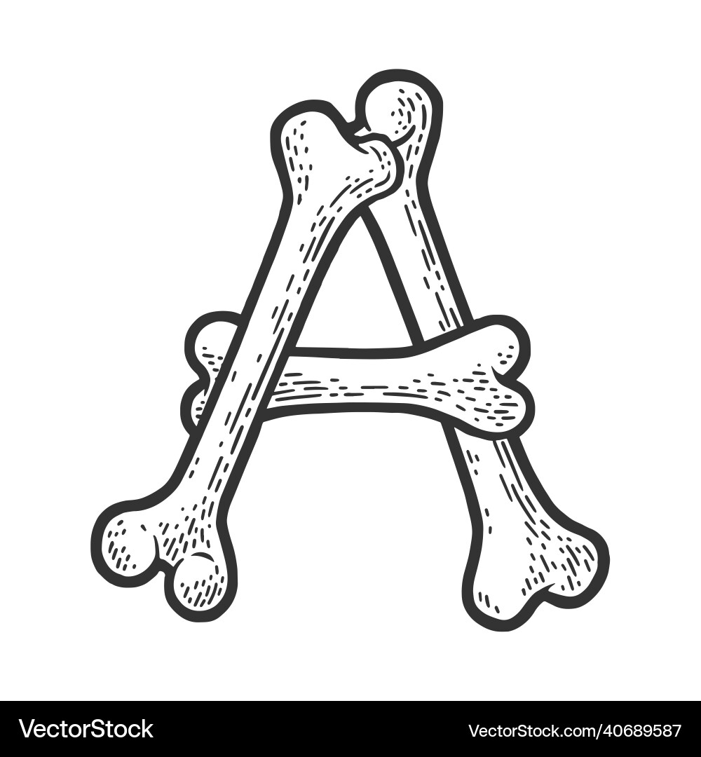 Bone Letter A Sketch Vector Image