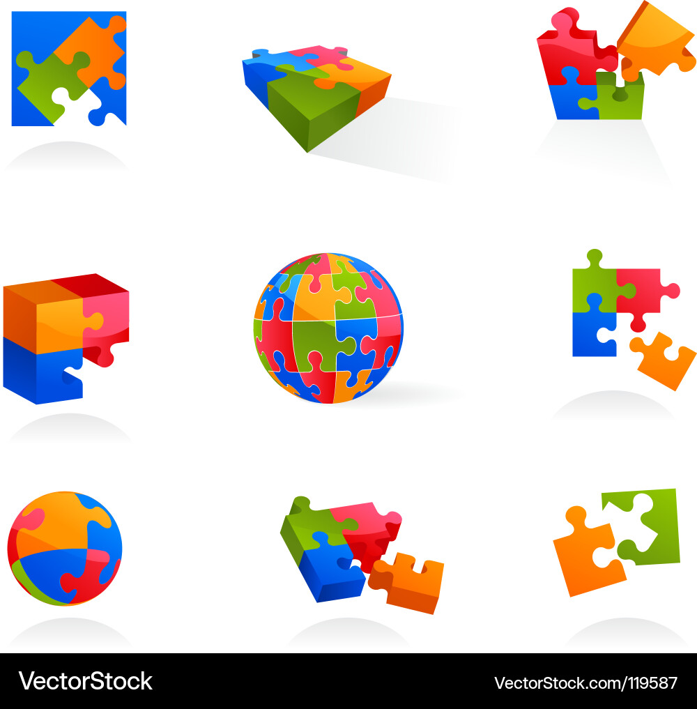 Bunte Puzzle Icons Vektorbild