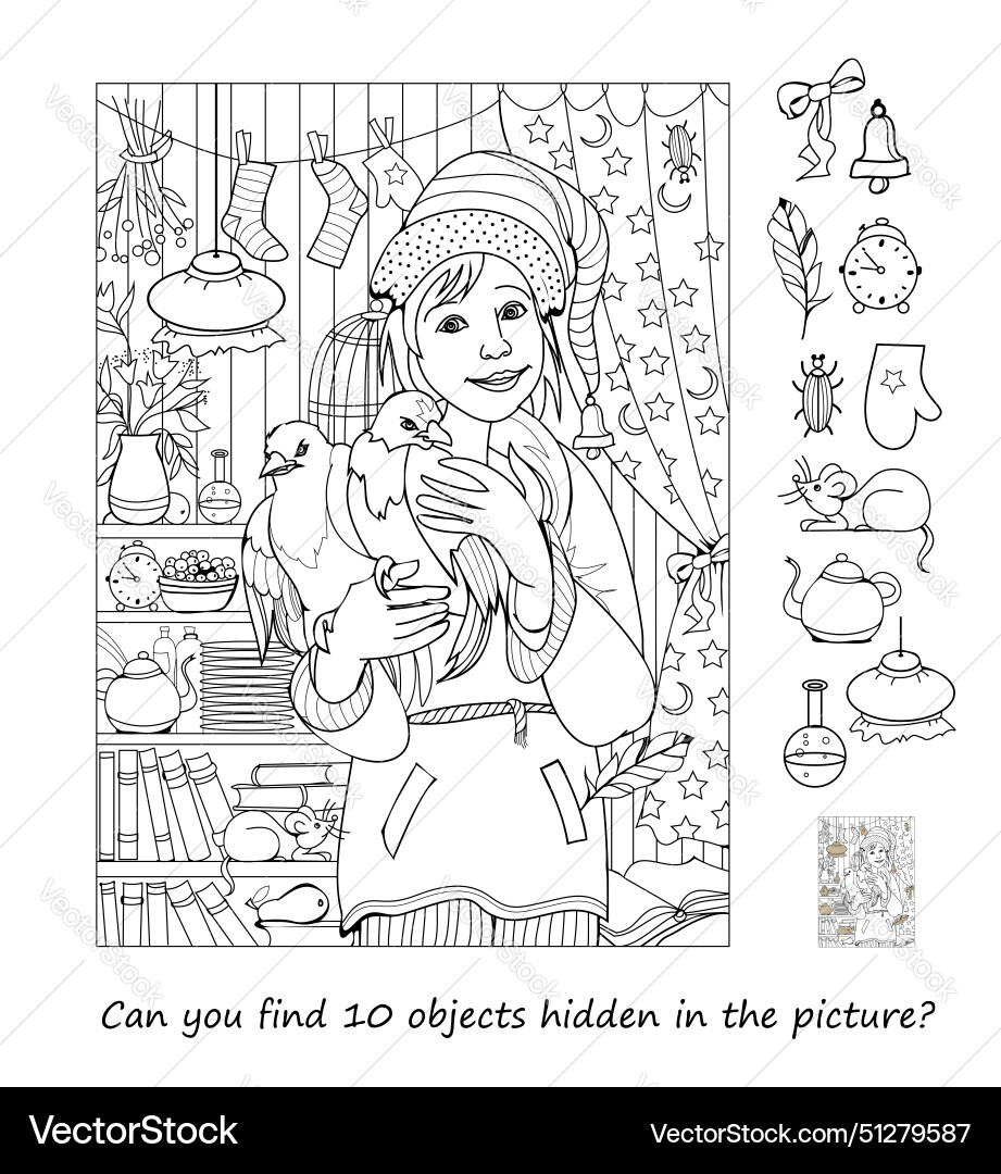 Can you find 10 objects hidden in the picture Can you find 10 objects hidden in the picture vector image