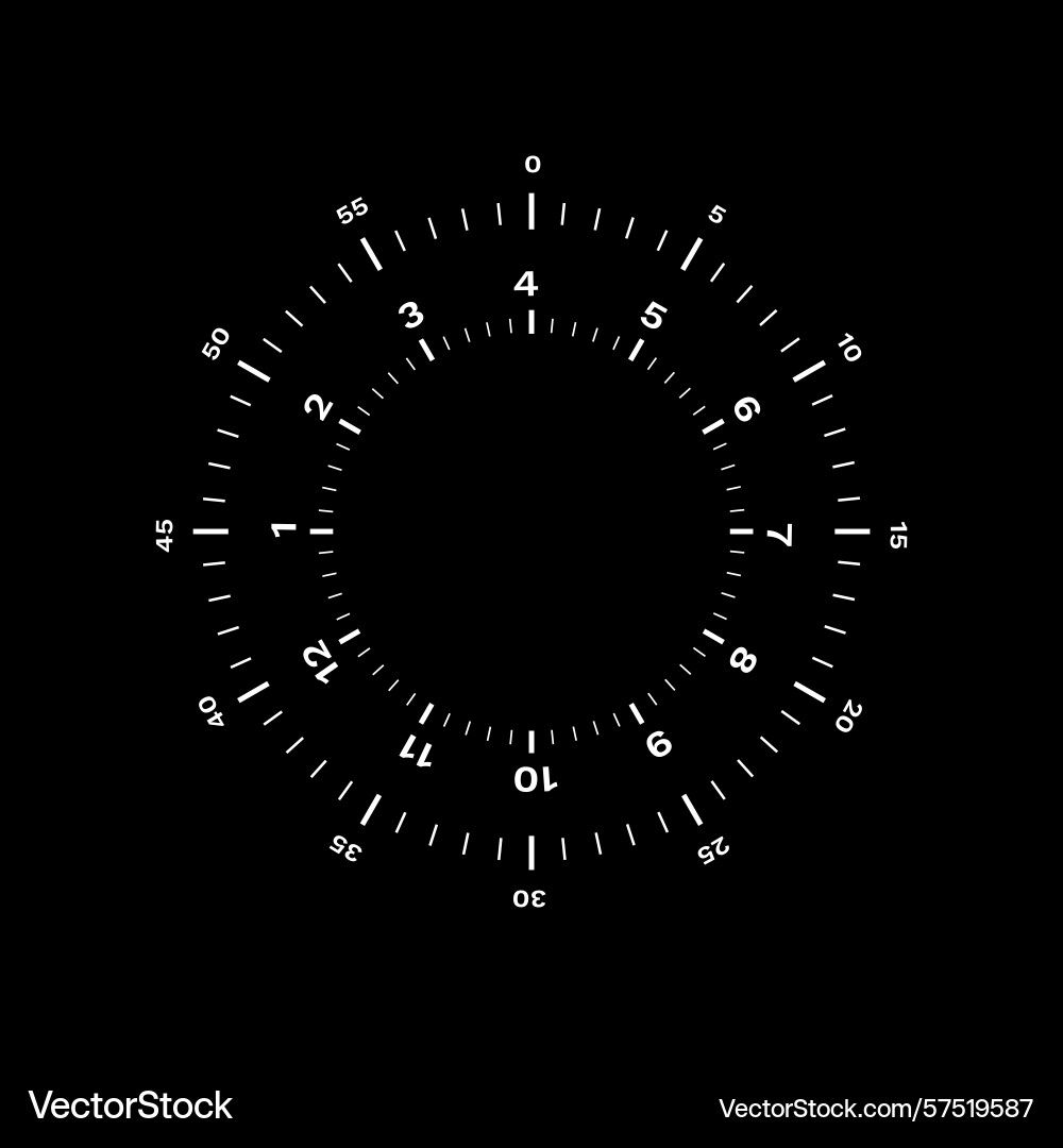 Circular measurement dial with radial tick marks vector image