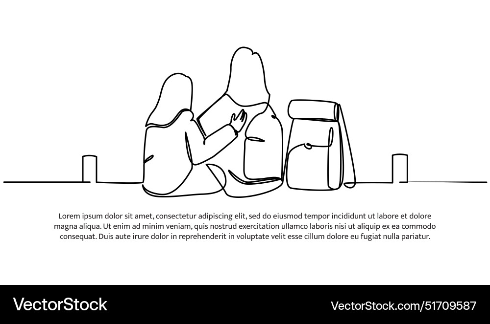 Continuous one line design of picnic with my Continuous one line design of picnic with my Vector Image