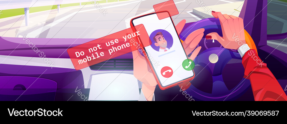 Do not use mobile phone while driving vector image