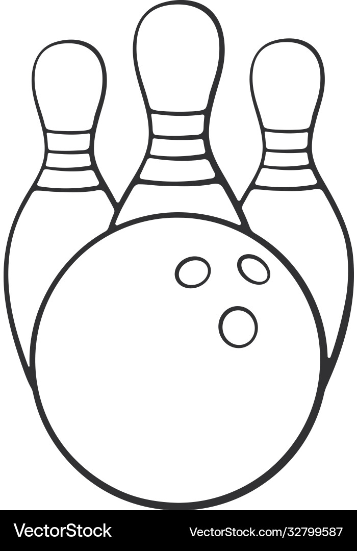 Doodle bowling ball and pins Vector Image
