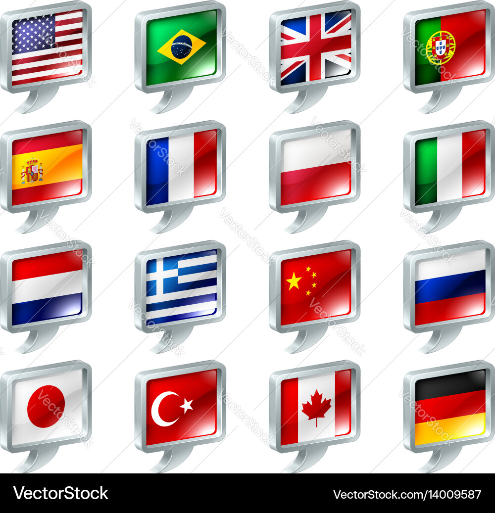Flag speech bubble icons buttons Vector Image