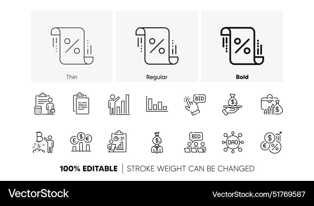 Graph chart bitcoin project and loan line icons Graph chart bitcoin project and loan line icons vector image