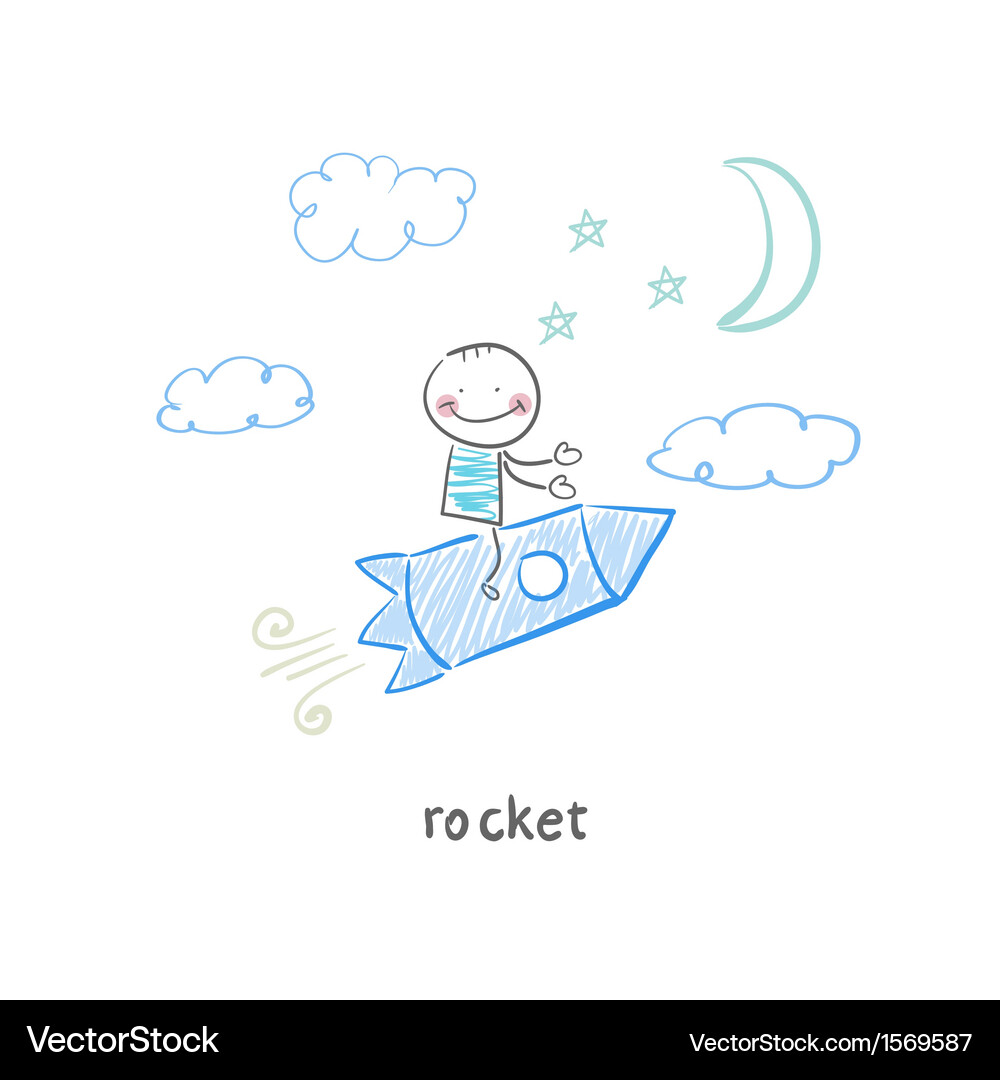 Man Riding a Rocket Vector Image