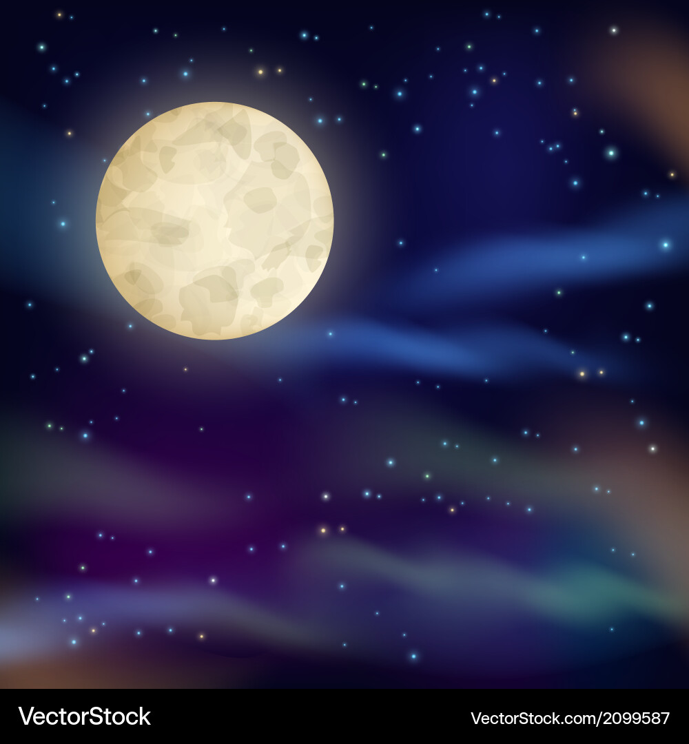 Night Sky with Full Moon Royalty Free Vector Image