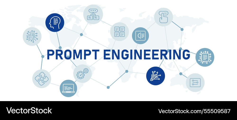 Prompt engineering icon set Prompt engineering icon set vector image