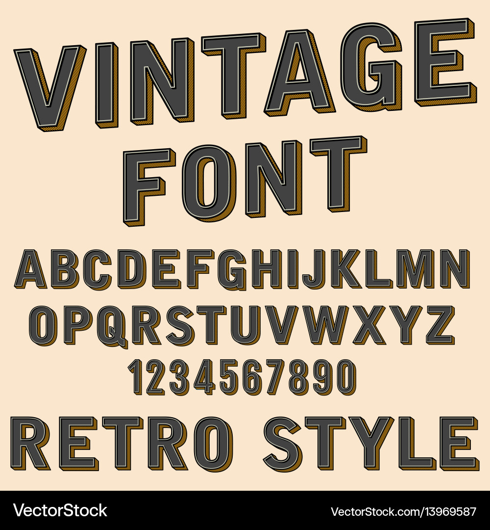 Retro 3D Alphabet Sign Vector Image