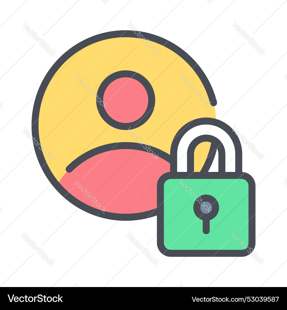 Secure person with padlock editable Vector Image