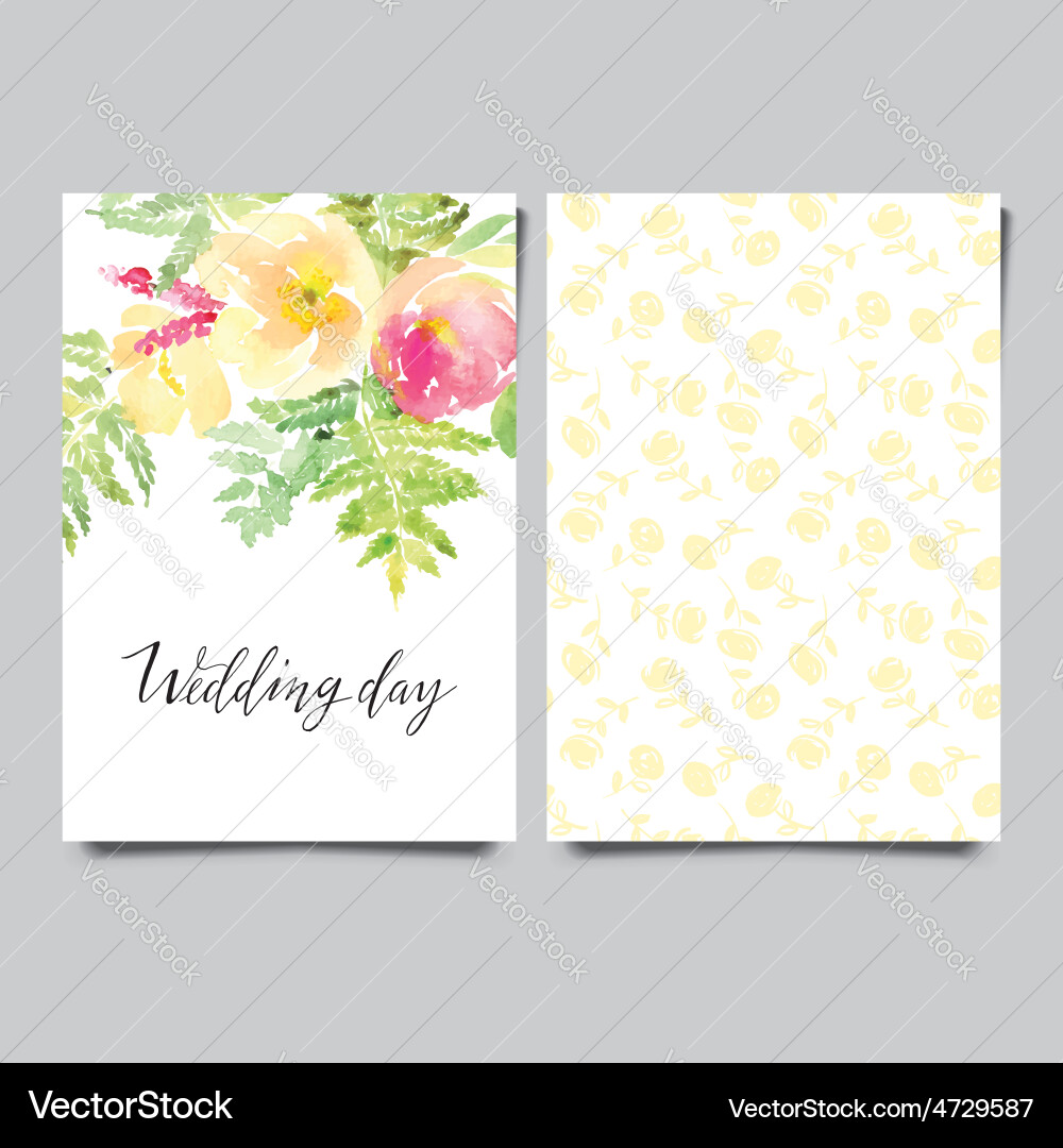 Watercolor Floral Wedding Invitation Vector Image