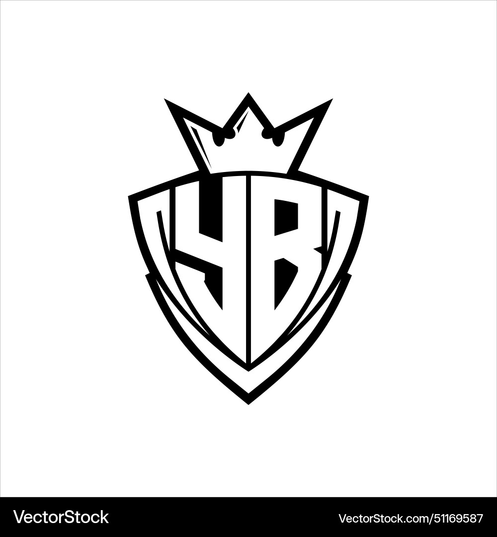 Yb letter logo with sharp triangle shield shape Vector Image