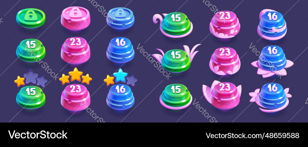 Candy game ui level indicator to select star icon Candy game ui level indicator to select star icon vector image