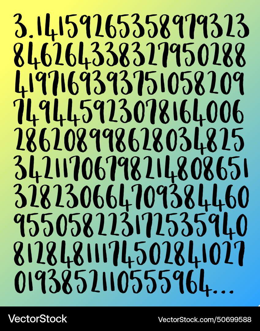 Number pi 31415 with 140 decimal places Vector Image