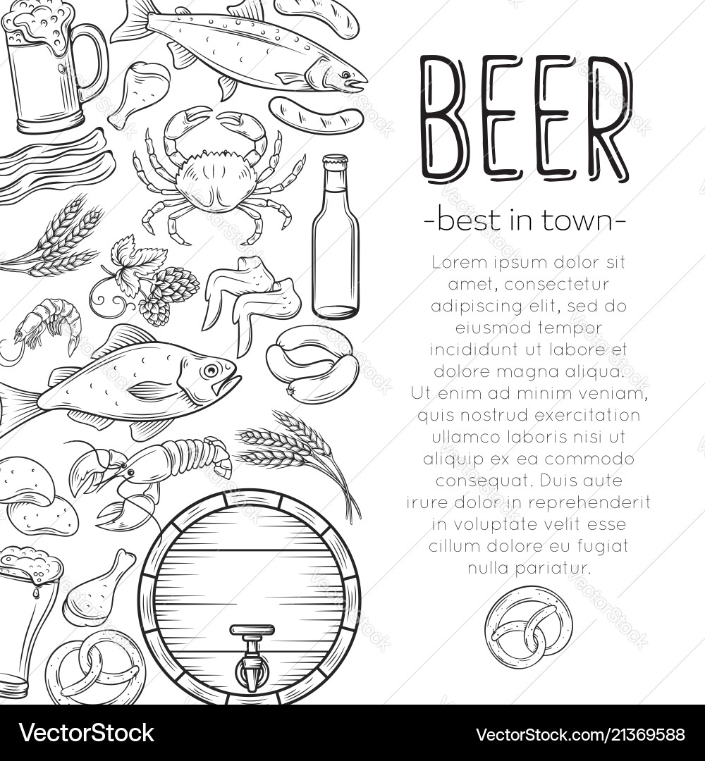 Pub food and beer poster Vector Image