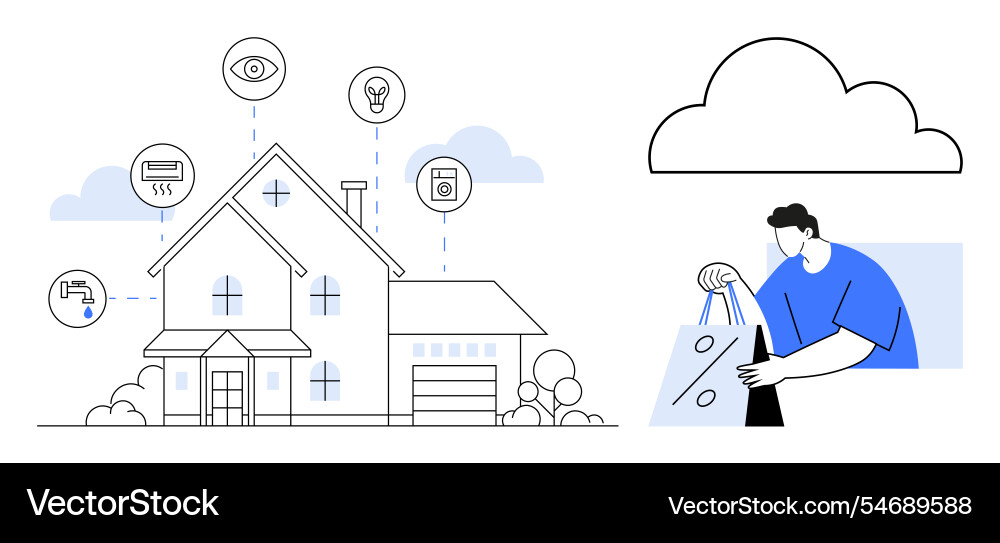 Smart home system components and cloud data vector image