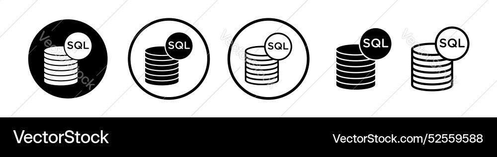 Sql icon set on white background Sql icon set on white background vector image