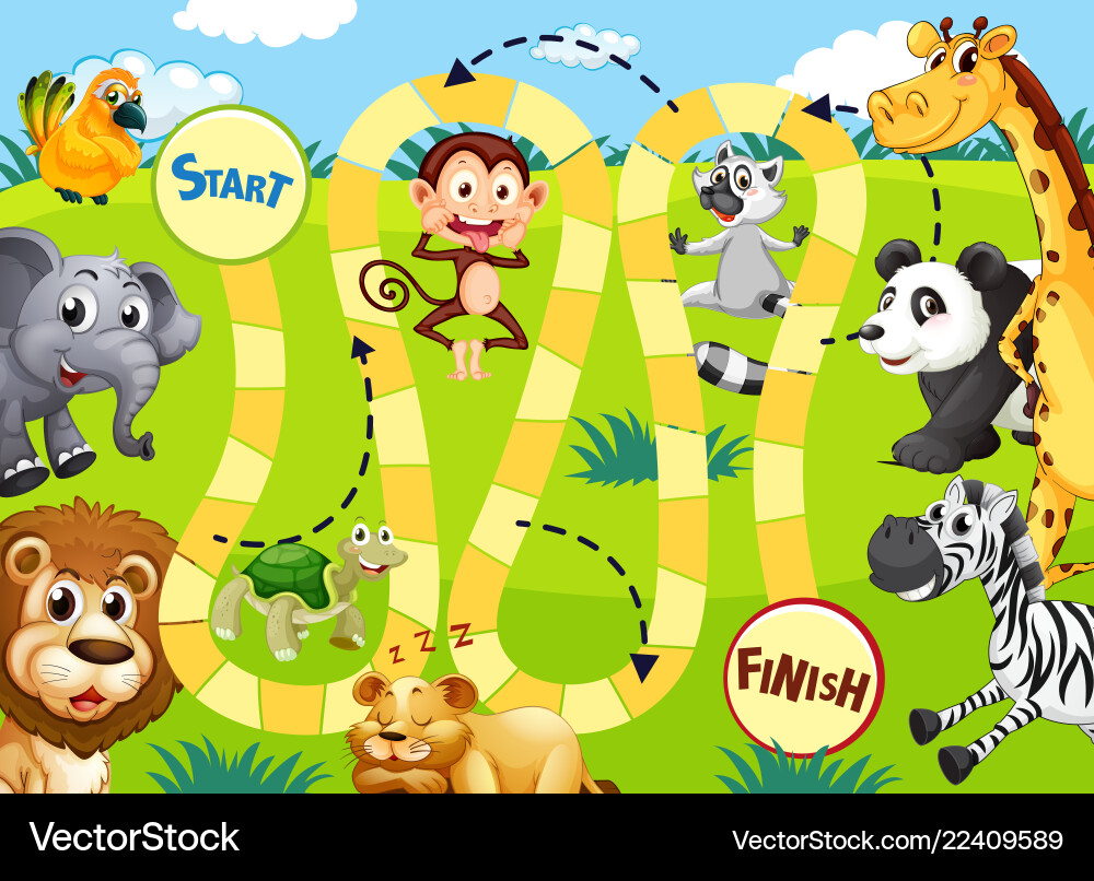 Animal Game Template - Safari Adventure Vector Image