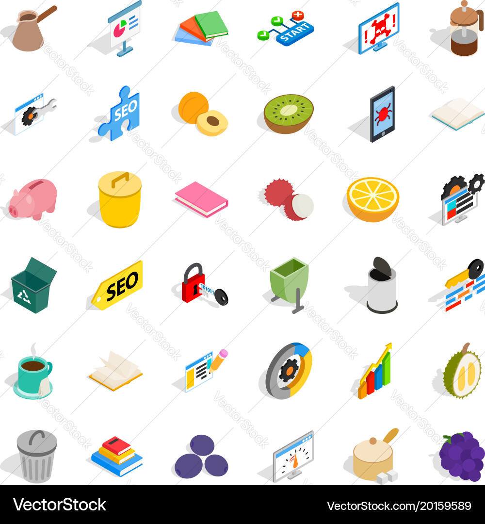 Assigned task icons set isometric style vector image