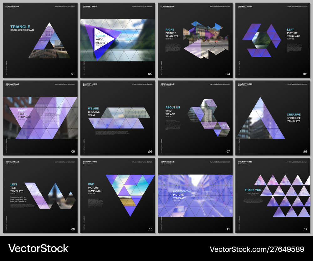 Minimal brochure templates with triangular design Minimal brochure templates with triangular design vector image