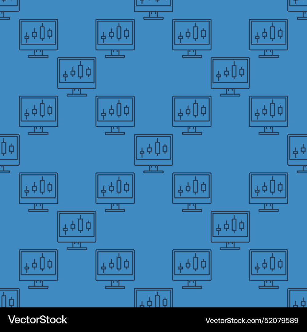 Pc screen with candlestick charts linear seamless Pc screen with candlestick charts linear seamless vector image