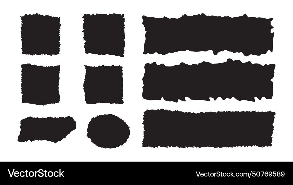 Rough paper edge set rectangle torn shape border Rough paper edge set rectangle torn shape border vector image