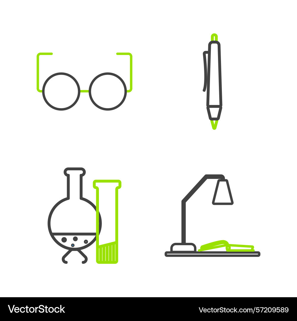Set line workplace with table lamp and open book Set line workplace with table lamp and open book vector image