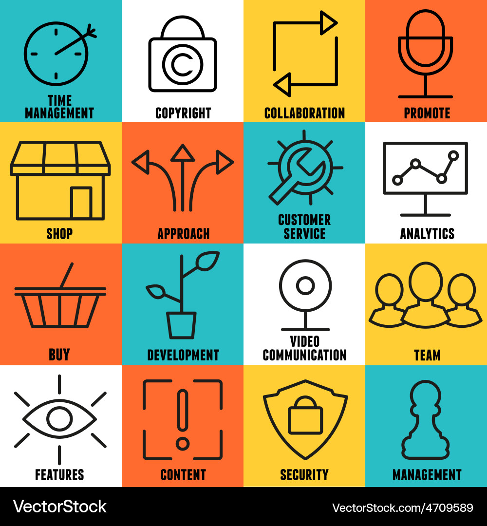 Set of linear internet service icons - part 2 Vector Image