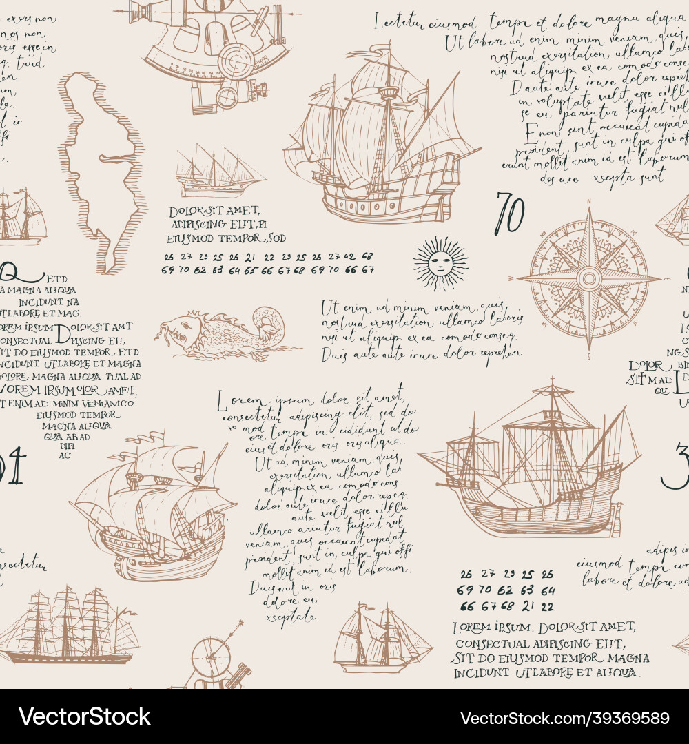 Vintage seamless pattern on the theme of travel Vintage seamless pattern on the theme of travel vector image